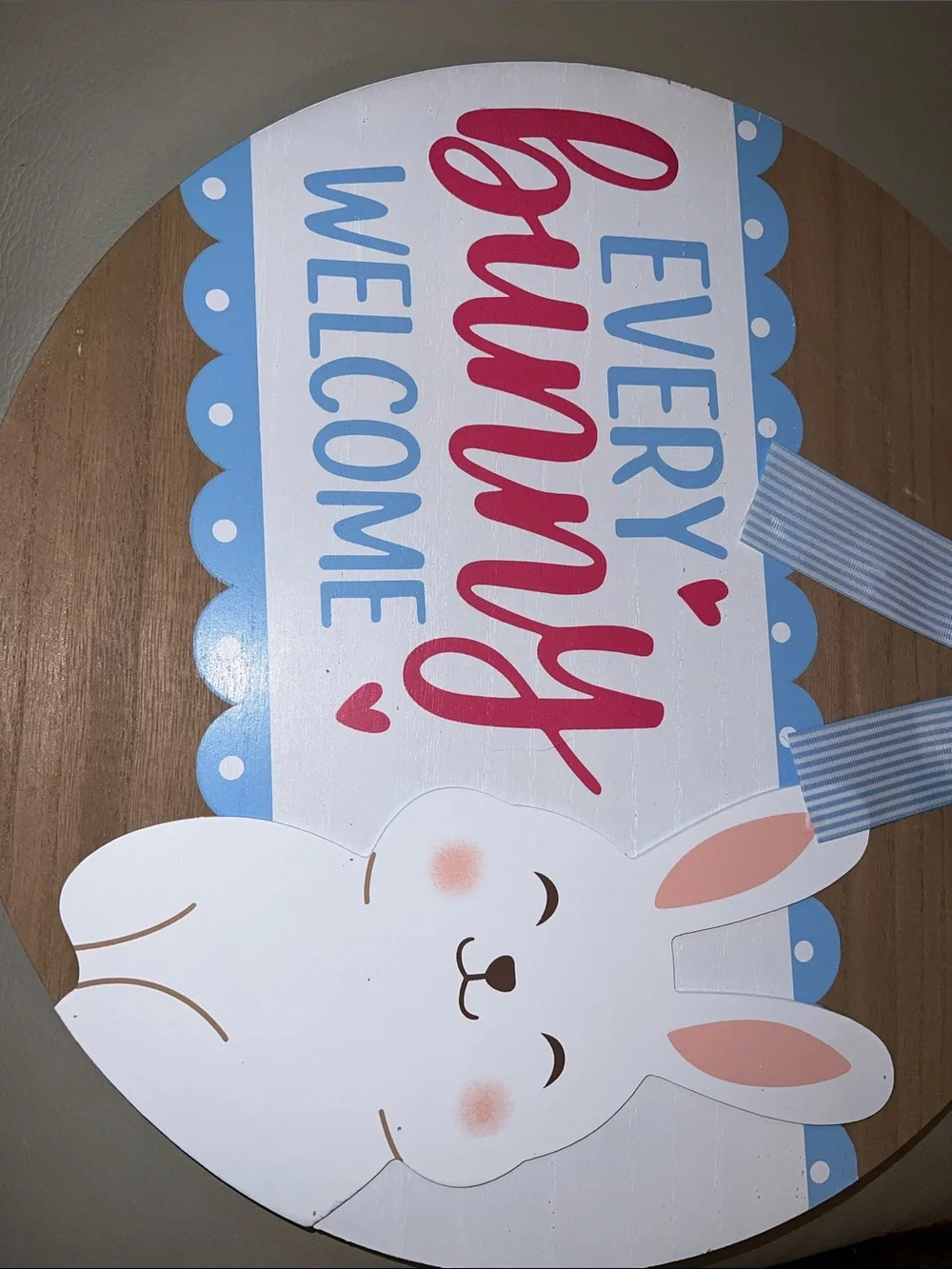 Every Bunny Welcome Door Sign - Blue and Pink